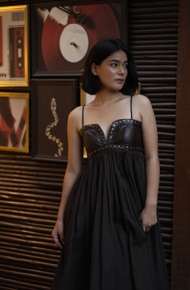 BROWN LEATHER DRESS